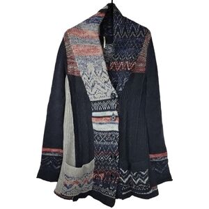 Free People Nordic Scarf Cardigan Medium Sweater
